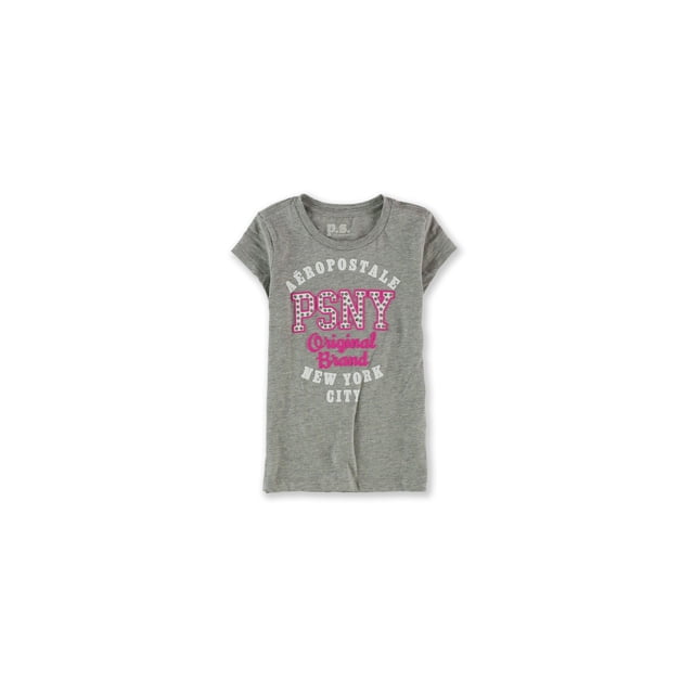 Camiseta gráfica PSNY NYC para niñas de Aeropostale, gris, 4