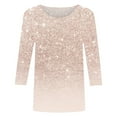 thumbnail image 4 of YDLCAFD T-Shirt Femme Manches 3/4 Imprimé Paillettes Col Rond T-Shirt, 4 of 4