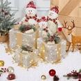 thumbnail image 5 of BENESKY Christmas Lighted Gift Boxes Set of 3, Pre-Lit Gift Present Boxes with Ribbons and Bows, Light Up Xmas Ornaments for Indoor Outdoor Christmas Tree, Home, Lawn, Yard, White & Gold, 5 of 6