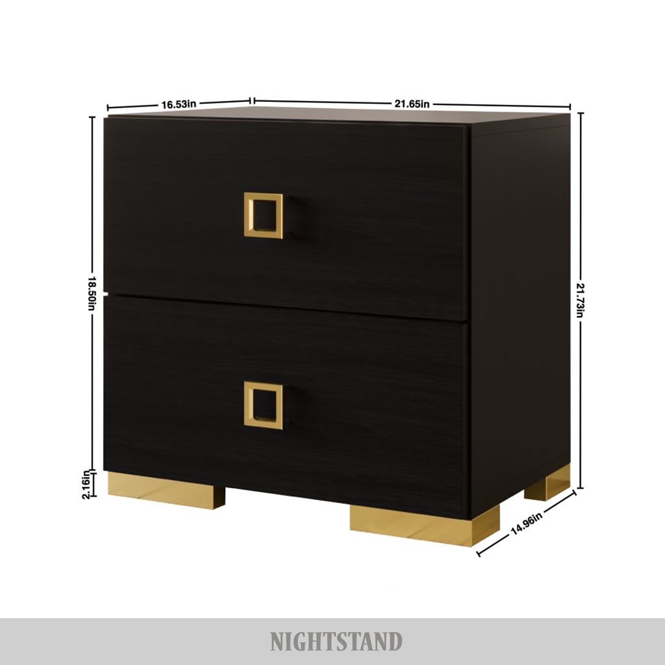 Castle Place Elegant Glow 2 Drawer Nightstand, Black