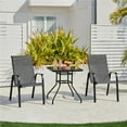 thumbnail image 3 of Yaheetech Outdoor Stackable Dining Chairs with Backrest and Armrests, Set of 2, Gray, 3 of 8
