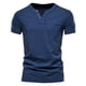 thumbnail image 1 of Playera Elvqul para Hombre Azul Marino Economicas Manga Corta Liso Cuello V Botones, 1 of 7