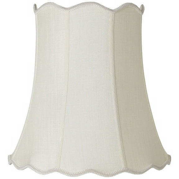 Imperial Shade Creme Large Scallop Bell Lamp Shade 12" Top x 18" Bottom x 18" Slant x 17.5 High (Spider) Replacement with Harp and Finial