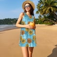 thumbnail image 3 of Naloa Sunflowers Print Women's Summer Spring Casual Beach Sundress,Vacation Sleeveless Tank Crewneck Loose Dresses, 3 of 7