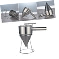 thumbnail image 3 of Woeilo Kitchen Items Stainless Steel Funnel Pancake Batter Dispenser for Octopus Baking Funnel Dispenser with Stand Silver, 3 of 5