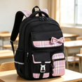thumbnail image 5 of Plaid Bow Backpack, Multi Pocket Casual Daypack, Lightweight Travel Rucksack, Preppy Shoulder Bag, Waterproof Knapsack, Large Capacity Carryall for Daily Commute, Weekend Trip, Casual Use, 5 of 5