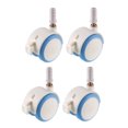 thumbnail image 1 of Ruedas giratorias de 1.85 pulgadas con vástago de cuello de agarre, ruedas de muebles azules con freno y socket de montaje, 4 piezas, 1 of 4