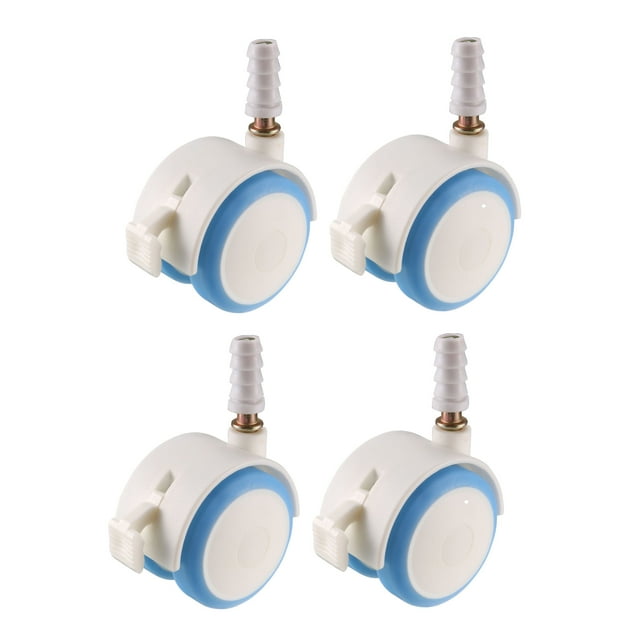 Ruedas giratorias de 1.85 pulgadas con vástago de cuello de agarre, ruedas de muebles azules con freno y socket de montaje, 4 piezas