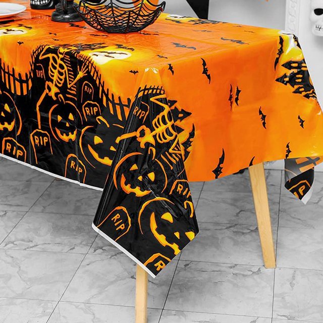 manteles de Halloween, manteles de calabaza aterradores de Halloween y decoraciones de cocina para restaurantes de fiestas (137 x 180 cm)