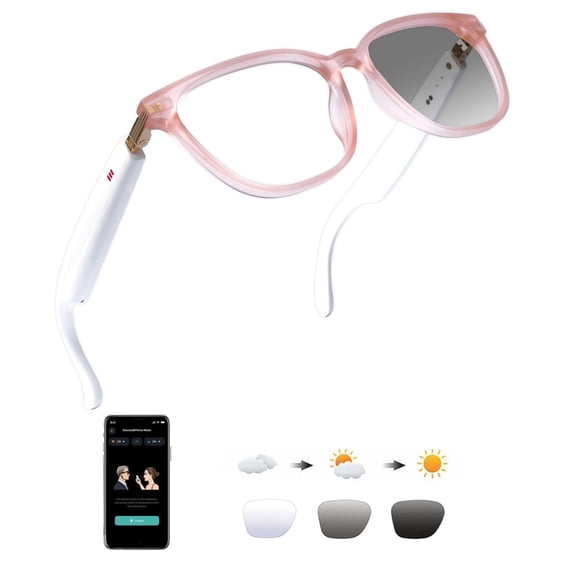 KWENRUN AI Smart Glasses, Real-Time Translation & Voice Assistant Touch Control, Photochromic Lenses Glasses All-Day Comfort for Men Women