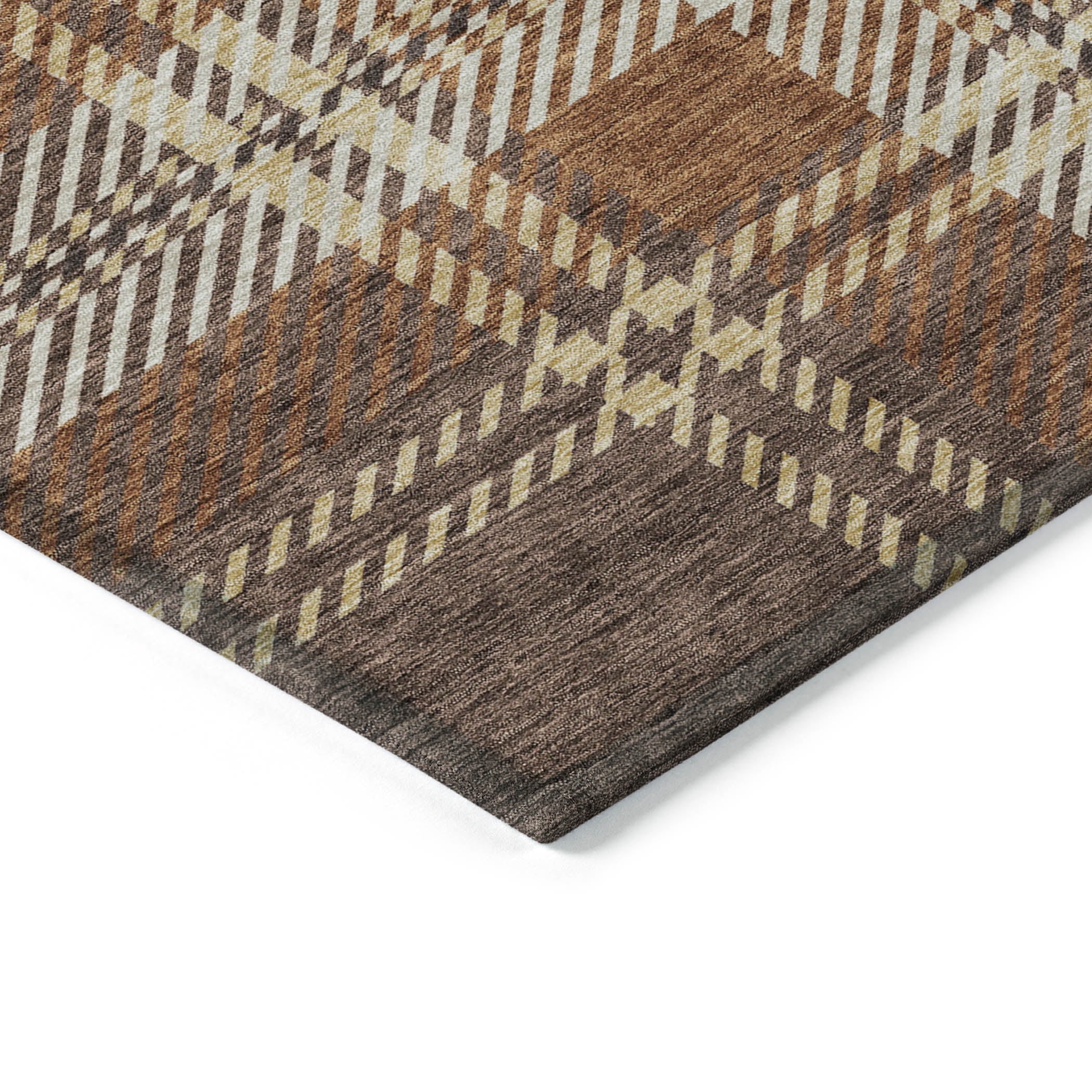 Addison Rugs Chantille Indoor/Outdoor Transitional Plaid Chocolate Washable Rectangle Rug, 10' x 14'