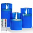 thumbnail image 1 of Velas sin llama Amagic Blue Glass con mando a distancia, juego de 3, 1 of 6