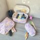thumbnail image 2 of Set de bolsas de maquillaje WYJ con estampado floral acolchado, 3 unidades, para mujer, 2 of 6