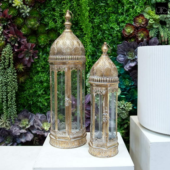 Julien Luxurious Iron Glass Lanterns (Set of 2)