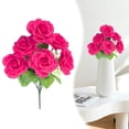 thumbnail image 7 of Artificial Flowers,6 Heads Artificial Rose Bouquet 35cm Rose Plastic Arrangement For Dining Table Home Wedding Centerpiece Decor Multi Colors Available, 7 of 7