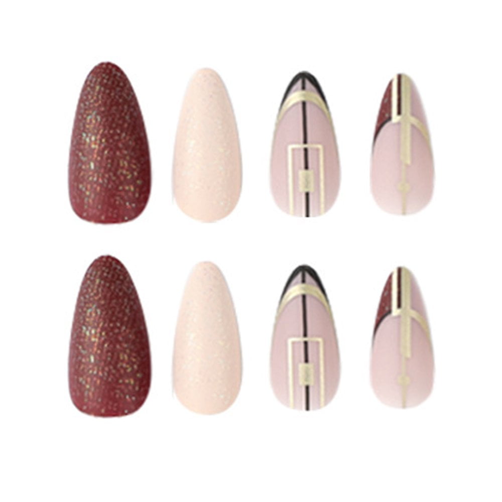 EIMELI 24pcs Dark Red Artificial Nails Safe And Durable Fake Nails for Professional Nail Salon Glue