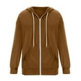 thumbnail image 4 of Ediodpoh Women's Fashionable Casual Pocket Zipper Long Sleeved Hooded Solid Color Sweatshirt Hoodies for Women Khaki L, 4 of 5