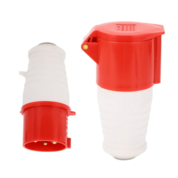 32A 3 Phase Power Plug, Waterproof Socket Anti-drop Design Dust-Proof Heat Resistance  For Chemical Industry For Outdoor Places