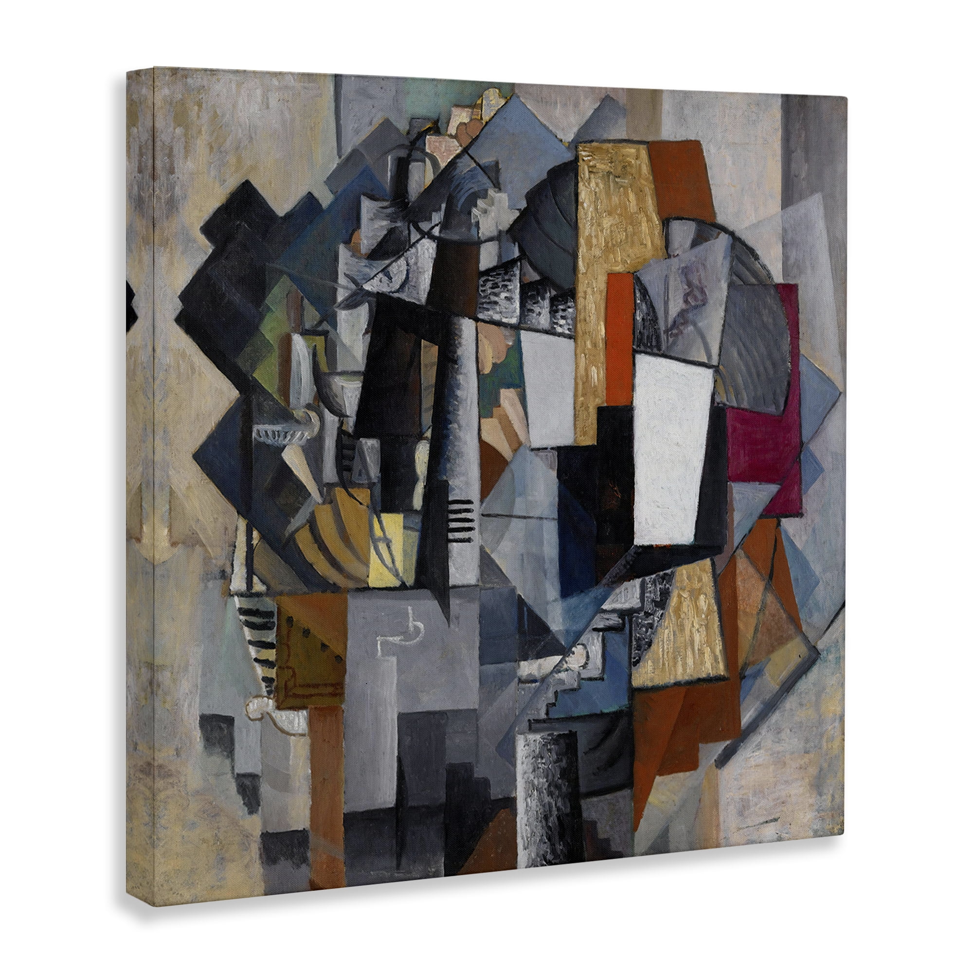 Stupell Industries Classical Abstract Collage Abstract Painting Wrapped Canvas Art Print Wall Art, 17 x 17