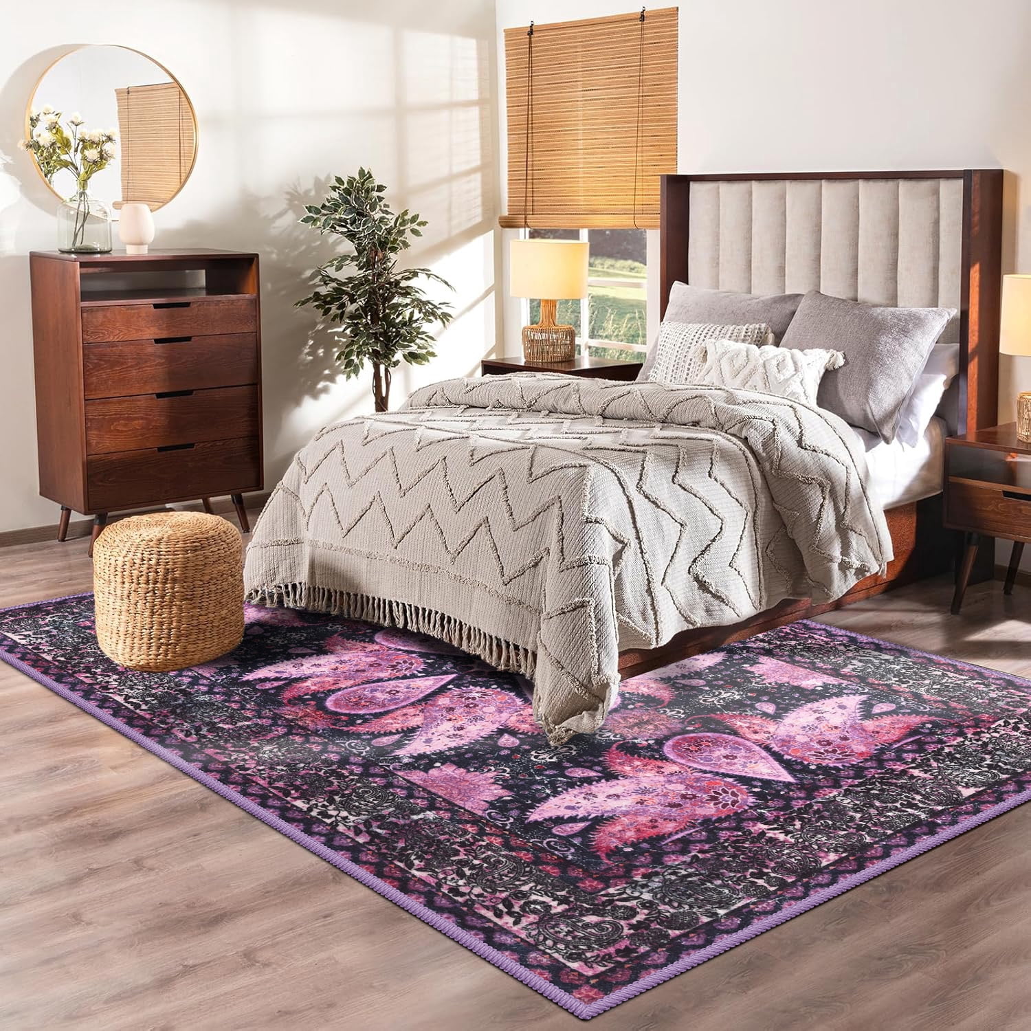 Ultrug Vintage Rugs Soft Accent Area Rug for Bedroom Living Room Home Decor Boho Carpet,5'x8',Purple
