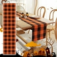 thumbnail image 2 of TIELUTT Linen Orange Black Plaid Table Runner Tablecloth Farmhouse Fall Bunny Table Thanksgiving Table Runners 90 Inches Long Decorations for the Kitchen Table Gender Reveal Table Satin Table Runners, 2 of 8