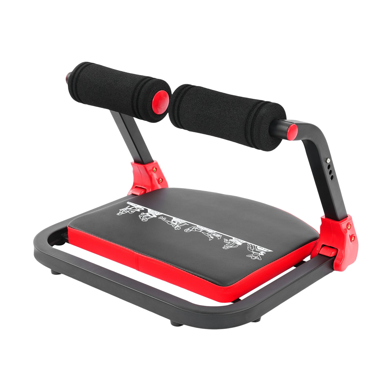 ToppiJoy Foldable Adjustable Ab Machine, Sit Up Exercise Equipment & Core Machine, Multifunctional Home Gym Fitness Workout Equipment Crunch Trainer Red