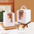 thumbnail image 3 of Cajas para Cupcakes con Ventana Transparente, Portadores Individuales de Pasteles con Ventana Transparente con Asa para Hornear, Fiestas y Regalos (Blanco), 3 of 4