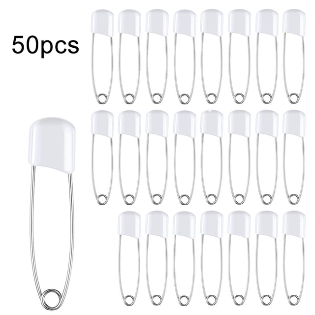 50 Uds. Imperdibles de seguridad de acero inoxidable para bebés, alfileres de seguridad de tela con cabeza de plástico con cerradura