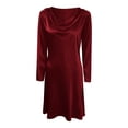 thumbnail image 6 of Delconic Stylish, Elegant, And Sophisticated Mid-length Long-sleeved Neck Dress For Women Wine M, 6 of 8