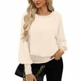 thumbnail image 2 of Dressy Tops for Women Long Sleeve Sequins Patchwork Fashion Pullover Blouses Loose Sparkly Party Holiday Outfits (2XL, Beige), 2 of 4