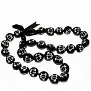 Hawaii Black Kukui Nut Leis with White Turtle 32 Inches