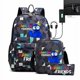 thumbnail image 1 of Mochila recargable por USB Rainbow Friends, bolso escolar para estudiantes de tres piezas, 1 of 1