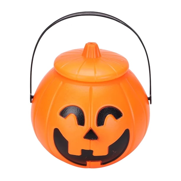 Halloween Decoración 2024 Tarro de almacenamiento portátil para Halloween con forma de sonrisa, tarro para dulces con tapa (con luz)(Buy 2 save 10%)