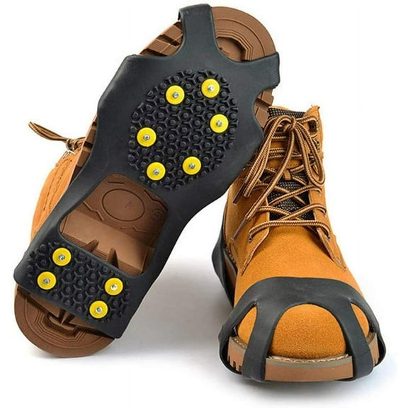 Traction Cleats Crampons 10 Spikes Durable Rubber Ice Cleats Grippers Protect Shoes and Boots for Hiking Walking Jogging Climbing on Ice and Snow