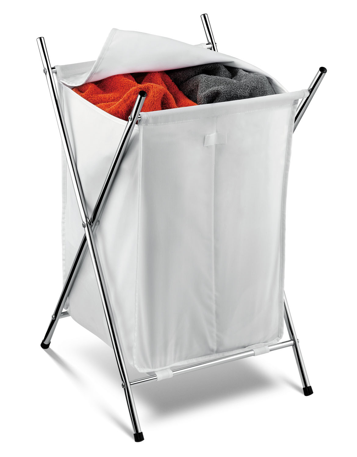 Honey Can Do Folding Hamper with 2 Sorters and Steel XFrame, White
