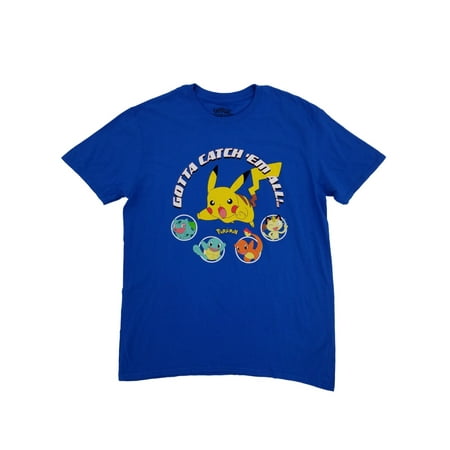 Pokemon Mens Blue Gotta Catch Em All Pikachu Graphic Tee T Shirt