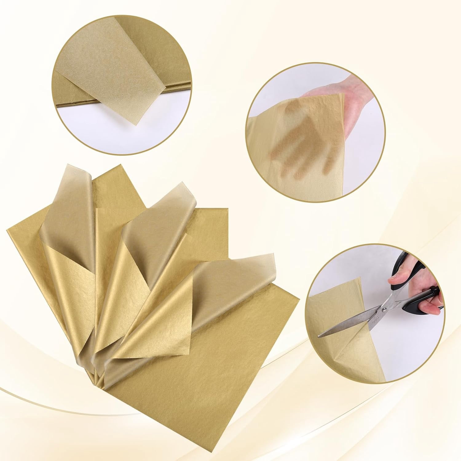 Gold Tissue Paper, 60 Sheets Tissue Paper Bulk Gift Wrap for Christmas Crafting Wedding Party DIY Birthday Decorations,14x 20
