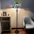thumbnail image 2 of Tiffany Floor Lamp Blue Liaison Stained Glass LED Bulbs Included for Living Room Bedroom 16"W*16"D*64"H, 2 of 4