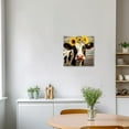 thumbnail image 4 of ZHONGYUTONG Cow Canvas Wall Art Cow with Sunflower Flower Picture Cute Animal Paintings Prints Rustic Farmhouse Wall Decor Framed (20.00" x 20.00"), 4 of 6