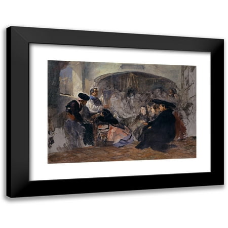 Frank Buchser 14x11 Black Modern Framed Museum Art Print Titled - Auction of Paintings in Seville (1860)