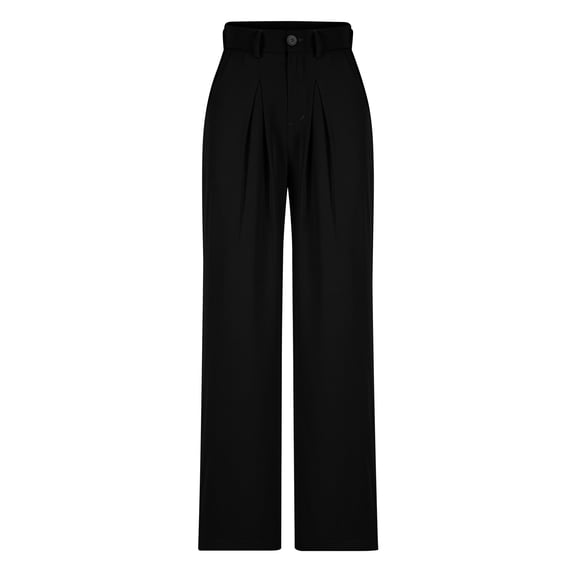 Women's Straight Leg Dress Pants Dressy Pleated High Waisted Work Pants Ladies Business Slacks with Pockets