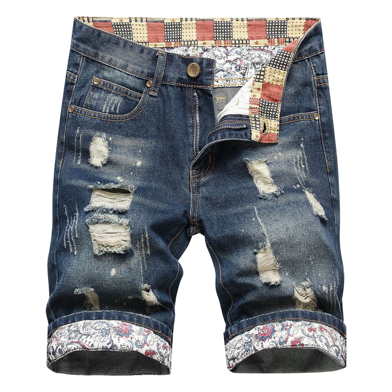 Ketyyhchn99 Denim Shorts for Men Ripped Denim Shorts Mens Loose