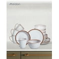 thumbnail image 6 of Table 12 Maldan Stoneware 16-Piece Dinnerware Set, Service for 4, Coupe Shaped Dinnerware, Reactive Glaze, Off-White with Coffee Brown Rim, Plates and Bowls Sets, TD16YN, 6 of 7