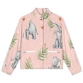 thumbnail image 4 of Jackets for Women Winter Coat Jackets Flannel Stand Collar Jacket(Elephant Floral Pattern,Size:S-4XL), 4 of 7