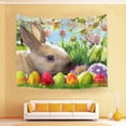 thumbnail image 3 of Easter Tapestry Rabbit Colorful Eggs and Flowers Wall Hanging Spring Scenery Tapestries for Bedroom Living Room Dorm Party Decor,60Wx40H inches, 3 of 7