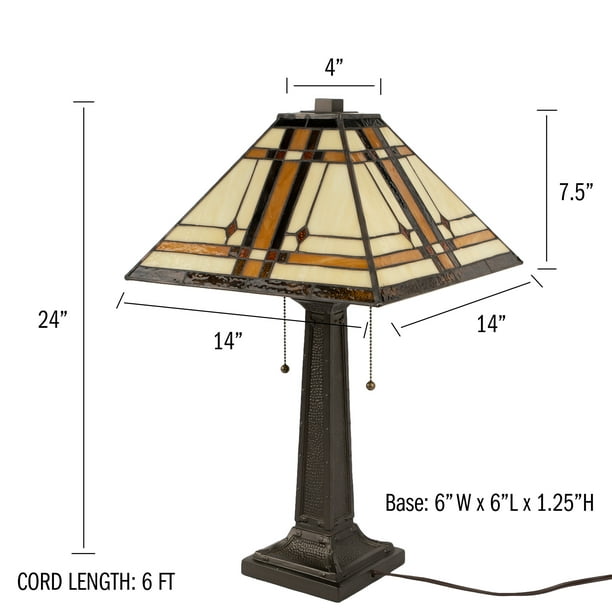 Lavish Home Style Table Lamp, Vintage Wooden Table Lamp Shade Glass