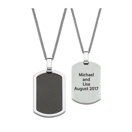 "Quick Ship Gift" - Personalized Men's Stainless Steel and Carbon Fiber Engraved Dog Tag