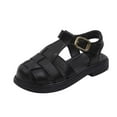 thumbnail image 4 of ZHOGXU Kids Girls Sandals With Adjustable Buckle Soft Sole Closed Toe Slip On Lightweight Comfortable Shoes For Everyday Wear,Black,3-3.5 Years, 4 of 9