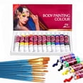 thumbnail image 1 of Kit de pintura facial, tubos de pintura profesional de 12 colores, pintura corporal no tóxica e hipoalergénica para Halloween, rico en pigmentos (ideal para adultos), 1 of 7