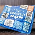 thumbnail image 3 of Son Blanket Gifts for Son on Fathers Day from Mom or Dad - World''s Greatest Son 60" X 80" Bed Blanket - Christmas Birthday Present for Son Adult Son, 3 of 6
